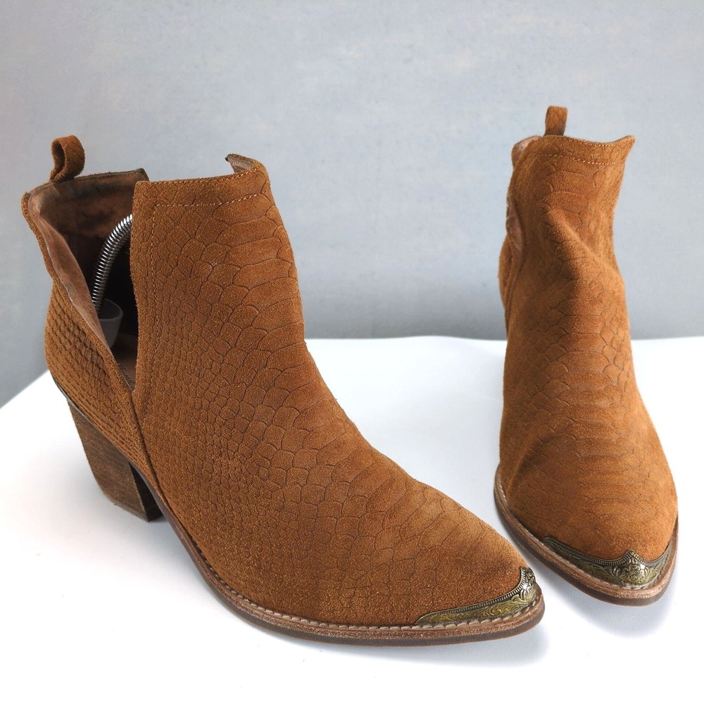 Jeffrey Campbell Cromwell Brown Western Ankle Boots Womens 11 Suede Leather